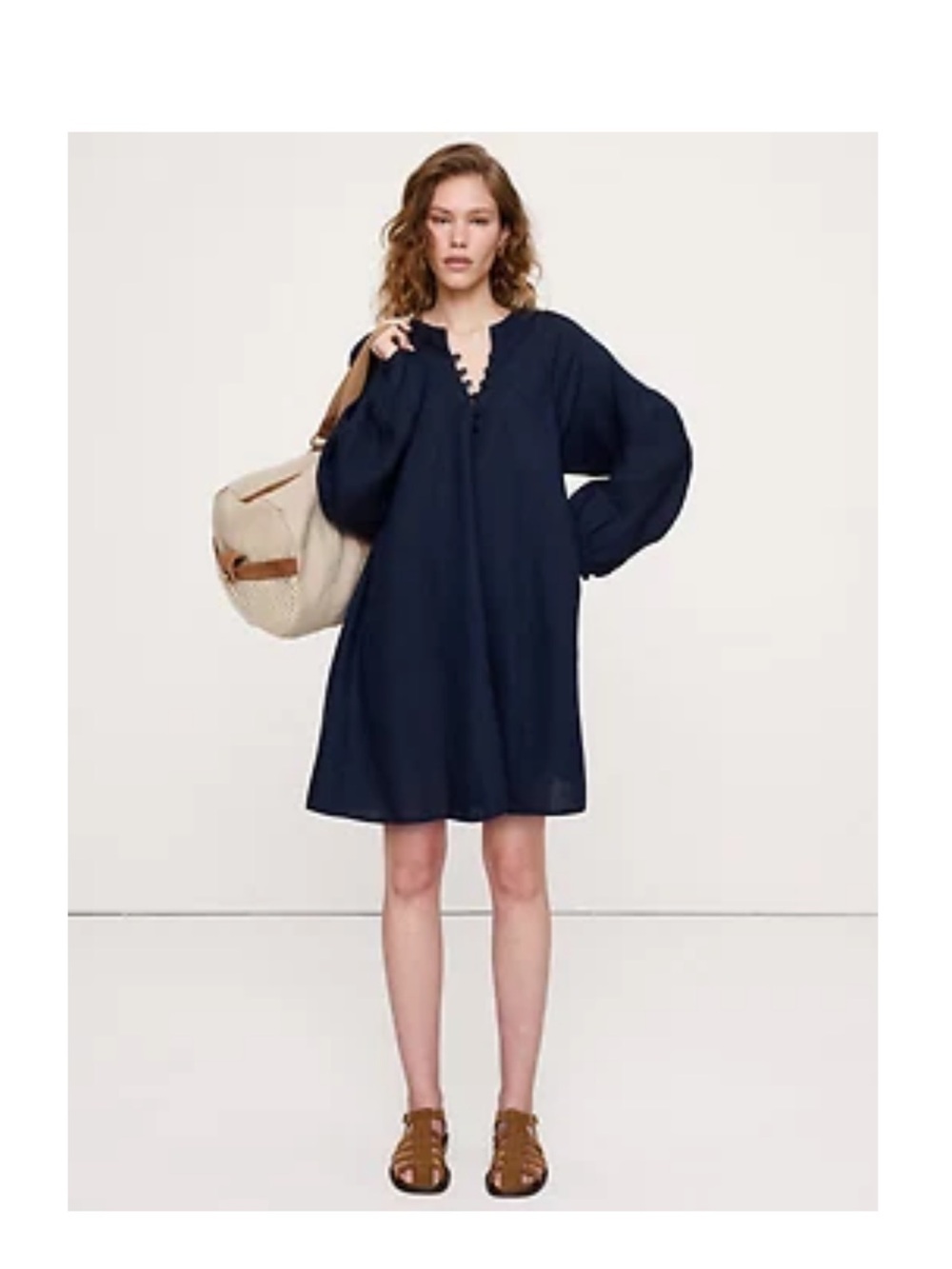 Banana Republic Navy Long-Sleeve Tunic Dress
